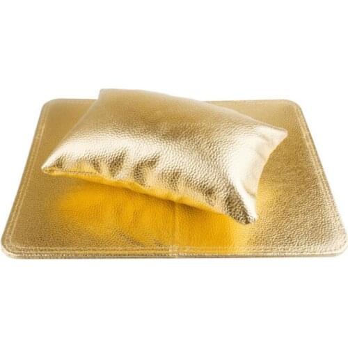 1 set Nail art Hand Pillow with Folding mat gold color soft Hand Rest Cushion Manicure Tools