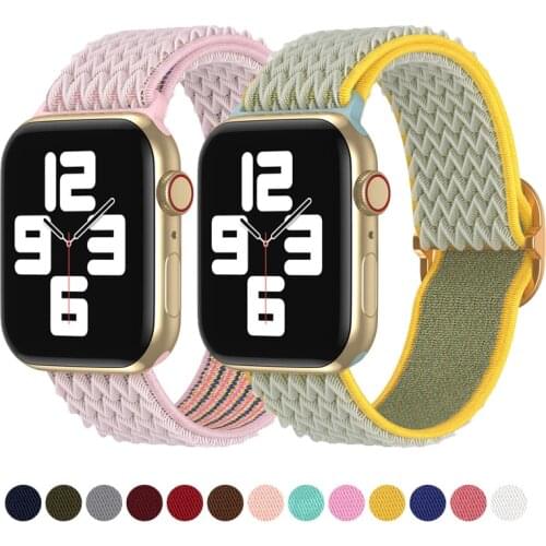 Nylon Scrunchie strap For Apple watch band 44mm 40mm 42mm 44mm Sport Loop wrist Correa Apple watch SE 3 4 5 6 Elastic Bracelet