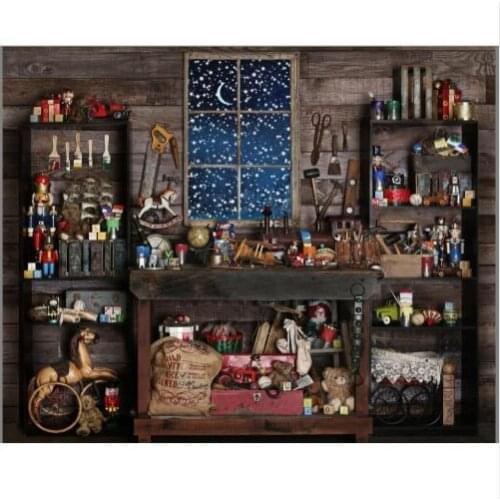 Christmas Store Shop Snow Window Wood Shed Mechanic Tools backdrops polyester or Vinyl cloth Computer print wall Backgrounds