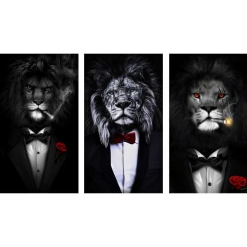 Funny Smoking Lion Canvas Painting Poster Print Art Wall Home Decoration Living Room Bedroom Picture Kids Birthday Gift Cuadros