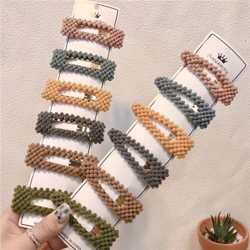 100pcs/lot DIY Simple Girls Multi Pearl Flocking Hair BB Clips Square Water Drop Hairpin Hair Styling Tools Accessories HA1399