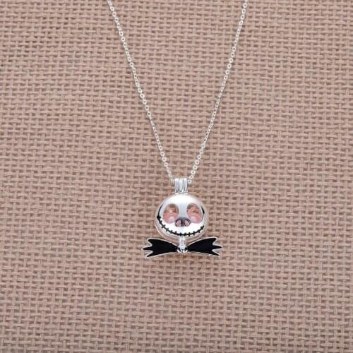 Harong Pearl Necklace Pendants Nightmare Before Christmas Jack Cage Necklace Women Men Punk Jewelry Chain Stainless Steel Choker