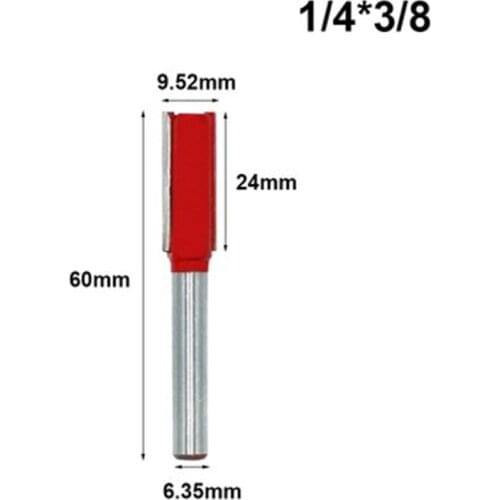 1pc 1/4" Shank 6.35mm Blade Double Flutes Straight Bit Woodworking Cutter Tool Carving Trimming Router Bit MC01011