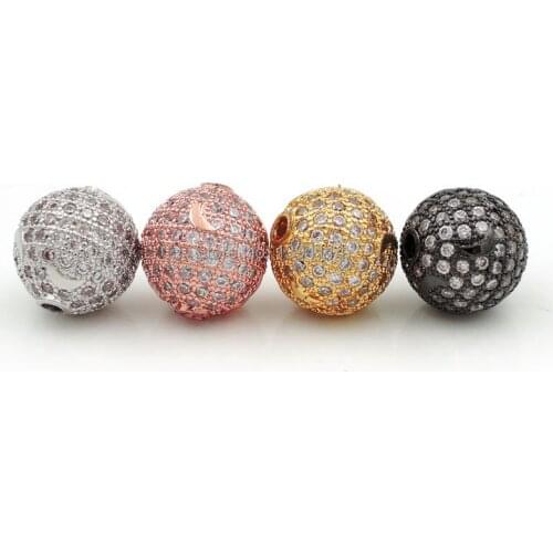 12mm Micro Pave Clear CZ Round Of Crescents Relief Beads Fit For Making DIY Bracelets Or Necklaces Jewelry