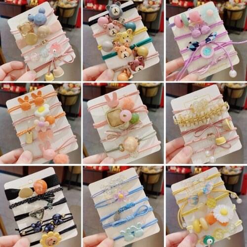 2/5 Pcs/Set Children Cute Animal Cartoon Flower Elastic Hair Bands Baby Girl Lovely Scrunchies Rubber Bands Kid Hair Accessories