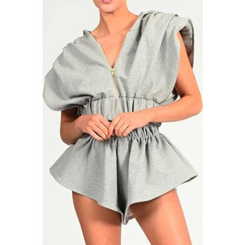 2021 Women Tracksuit Two Piece Outfit Casual Loose Sportwear Sweatshirt Zip Up Hoodie Tops High Waist Shorts Fitness Clothes