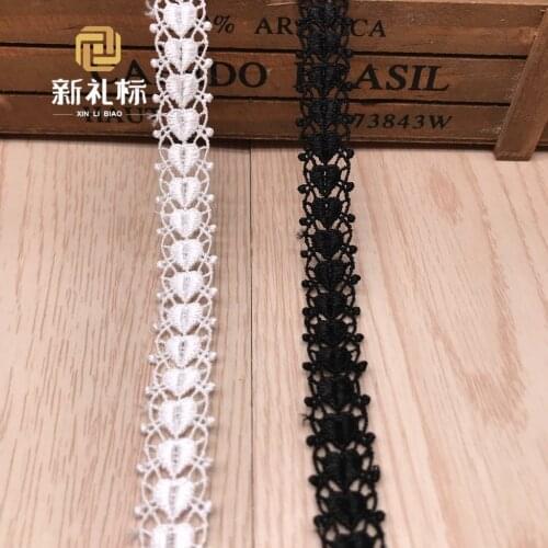 30yards Beautiful Black/White Embroidered Heart Lace Trim For Clothes Sewing African Guipure Lace Collars Applique Accessories