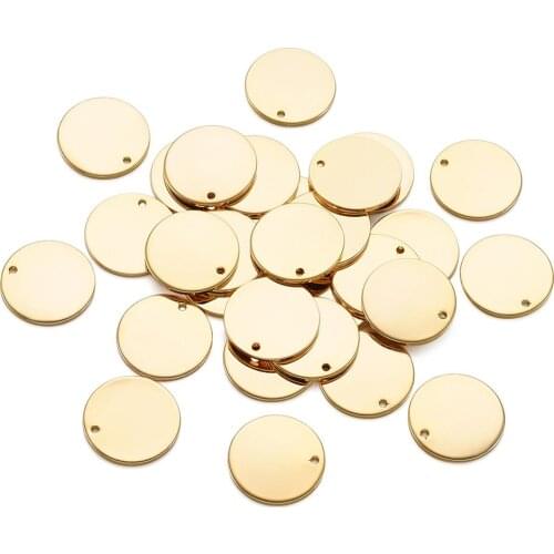 50pcs Flat Round Electroplated Brass Pendant jewelry DIY making Necklace,Long-Lasting Plated,Nickel Free 16x1mm, Hole: 1.5mm F80