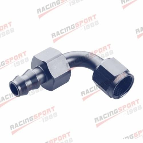 8AN 90 Degree Push On Swivel Oil Fuel Line Hose End Fitting Adaptor Black