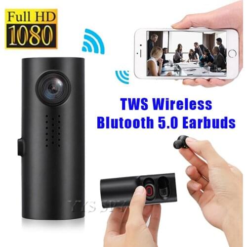 1080P FHD Mini Car DVR Camera Vehicle Dashcam Camcorder Digital Video Driving Recorder Wireless Earphones TWS Earbuds Bluetooth
