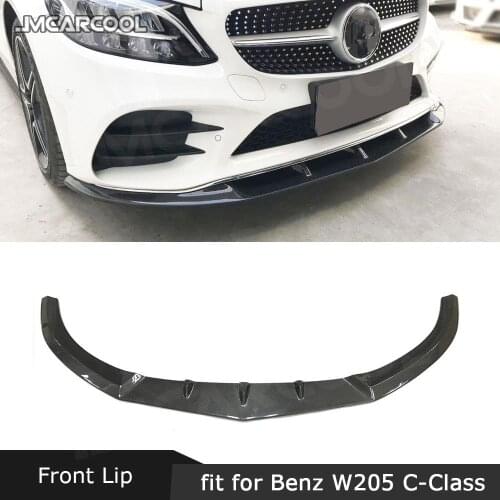 Front Lip Spoiler Apron For Benz C Class W205 C205 C63 Coupe Sport 2019-2022 Carbon Fiber / FRP Head Chin Lip Protector