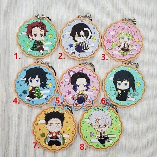 Demon Slayer: Kimetsu no Yaiba original Japanese anime figure rubber Silicone mobile phone charms key chain strap keyring