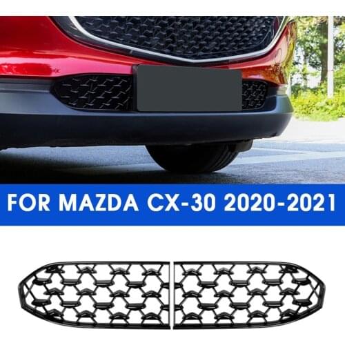 For Mazda CX30 CX-30 2020-2021 Front Lower Bumper Grill Grille Moulding Cover Car Front Bottom Middle Net Decoration Black