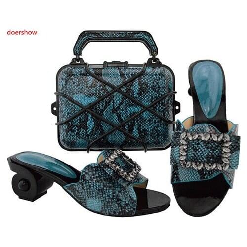 Doershow New Arrival Italian Matching Shoe and Bag Set African Wedding Shoe and Bag Sets Women Shoe and Bag To Match TGF1-9