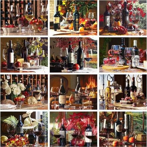 Evershine 5D DIY Diamond Painting Wine Diamond Embroidery Fruit Sale Mosaic Rhinestone Picture Kitchen Home Decoration