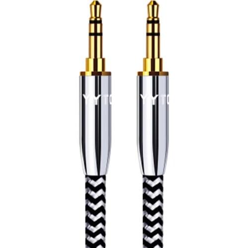 OFC Nylon Aux Cable straight 3.5mm Male to straight 3.5 mm Male Jack Auto Car Audio Cable Gold Plug Kabel line Cord