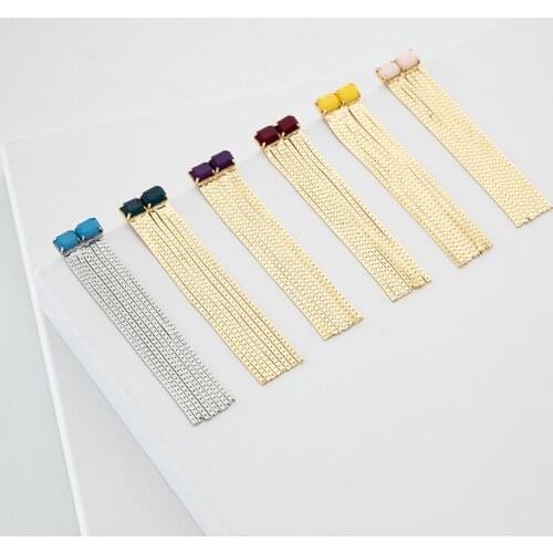 Jaeeyin 2021 Korean Fashion Trendy Long Chain Tassels Acrylic Decorate Temperament Exquisite Earring for Women Exotic Accessory