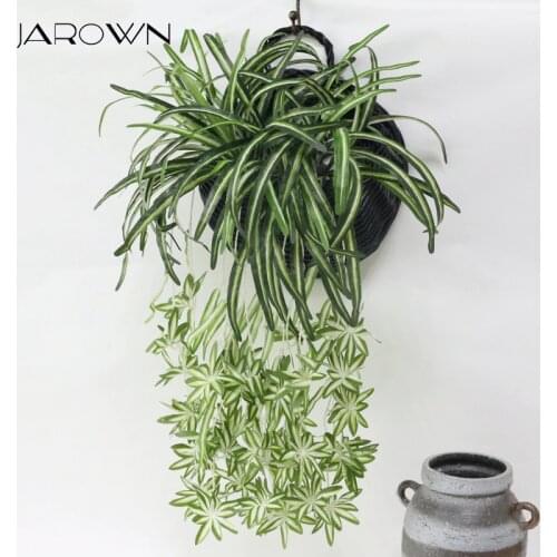 JAROWN Simulation Chlorophytum Grass Artificial Plant Fake Flowers Plant Wall Decoration Home Office Hanging Basket Rattan Decor