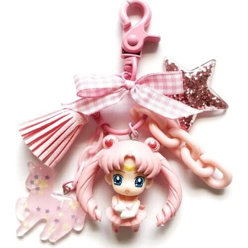 Kawaii Sailor Moon Keychain Anime Ins Creativity Ornaments Kids Toys Creativity Anime Decor Collections Model Doll Pendant Gifts