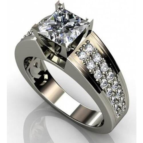 Classic Couple Lovers Ring Silver Color White Cubic Zircon Rings for Men Women Wedding Ring Dazzling Accessories Jewelry