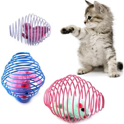 Legendog Cat Mice Toy Interactive Entertaining Mouse In Cage Kitten Toy Pet Play Mouse Colorful Cat Teaser Toy Cat Chase Toy