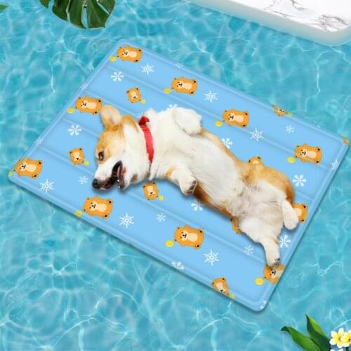 Hot Pet Cold Gel Pad Dog Cooling Cushion PVC Soft Comfortable Heat Relief Cat Sleeping Bed Mat Cartoon Print Puppy Ice Mattress