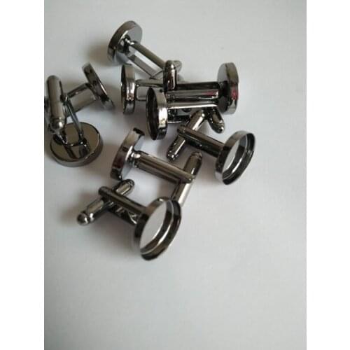 Wholesale Jewelry Accessores Cufflink Blanks Cameo Settings Gunmetal Black Cufflinks Trays for 12mm round Cabochons CFS011