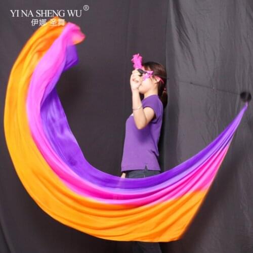 Real Silk Veil POI Thrown Balls Can Be Customized Belly Dancer Stage Performance Props Bellydance Accessory POI Ball 200x90cm