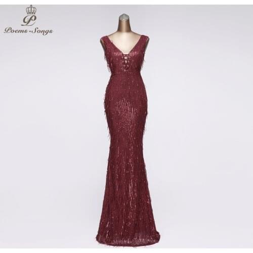 Unique sequined Evening Dress 2021 new style mermaid evening gown vestido longo festa long dress party robe de soiree