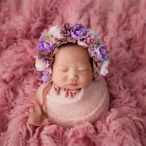 Vintage Baby girl Flower hat Newborn Floral bonnet Photography props Rustic Flower Sitter Bonnet