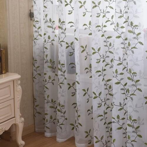 Green Tulle Curtain Embroidered Gauze Cloth Embroidered Voile Curtains For Living Room Bedroom Livingroom