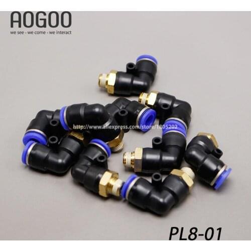 10Pcs/lot PL8-01 Pneumatic Fittings 8mm PU Tube to 1/8" BSPT Quick Connector