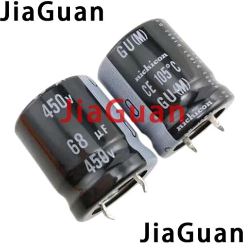 10pcs Genuine NICHICON GU 450V68UF 22x25mm electrolytic capacitor 68uF/450v CE 105 degrees 68uf 450v gu