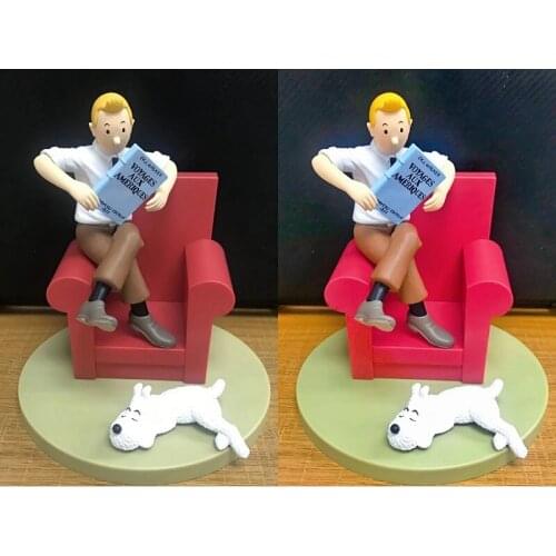 15cm Anime Les Aventures De Tintin Et Milou Tintin Sofa Action Figure The Adventures of Tintin Collection Model Toys Gifts