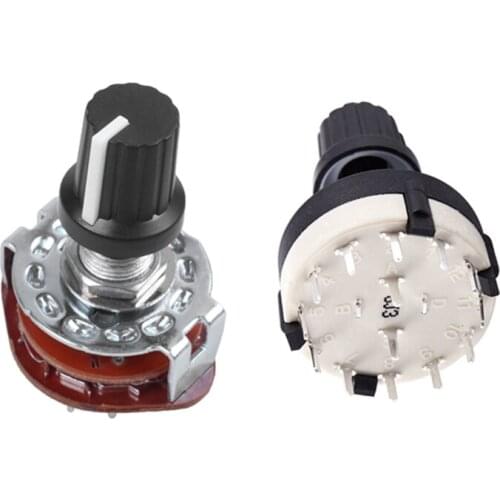 1x 4P3T 4Pole 3 Position 2 Deck 16 Pin Rotary Switch & 1 Pcs Black Plastic 2 Knife 6-Band Band Rotary Switch