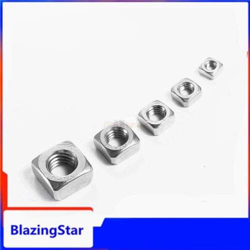 20/100pcs High Quality M3 M4 M5 M6 M8 M10 M12 DIN557 GB39 304 A2 Stainless Steel Metric Threaded Square Nut Foursquare Quadrate