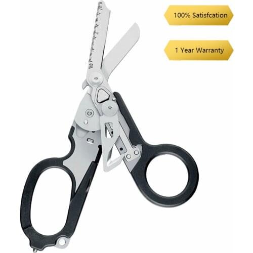 6 in 1 Raptor Emergency Response Shears with Strap Cutter and Glass Breaker Black