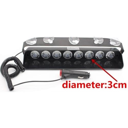 8 LED Car Strobe Flash Warning Police Light Flashing Firemen Fog Lamp 8LED High Power Red Blue Emergency Lights 12V