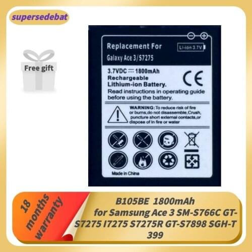 Supersedebat Phone Battery for Samsung Ace 3 SM-S766C GT-S7275 I7275 S7275R GT-S7898 SGH-T399 Bateria for Galaxy Ace 3 Batteries