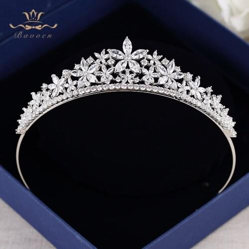 Bavoen High quality Brides European Flower Zircon Tiara Evening Sparkling Headwear Hair Accessories