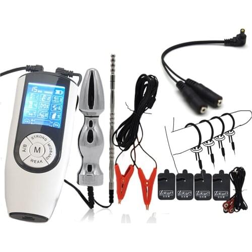 Bdsm Electro Shock Cock Ring Nipple Clamps Massage Pads,EStim E-Stim Anal Plug Urethral Sound Dilator,Medical Themed Toys