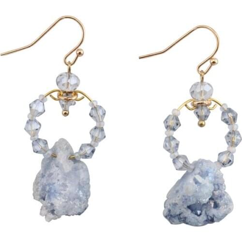 Beadsland fashion irregular natural stone pendant drop earring delicate women blue earring
