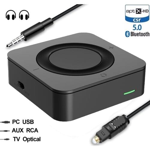 Bluetooth 5.0 Aptx HD High definition low latency SPDIF Optical RCA Aux 3.5mm Transmitter Receiver stereo audio home TV Adapter