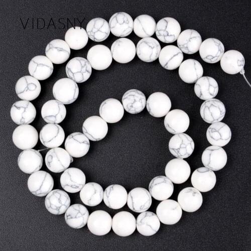 Natural Stone Beads Howlite Round Loose Spacer Beads For Jewelry Making 4mm-12mm Diy Bracelet Necklace 15'' Wholesale