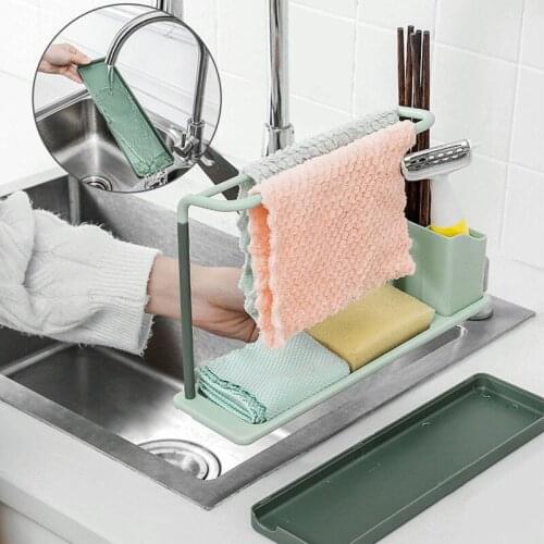 Household Sponge Holders Plastic Containers Kitchen Accessories Sink Organizer Storage Rags Rack Steel Ball Drain Rack