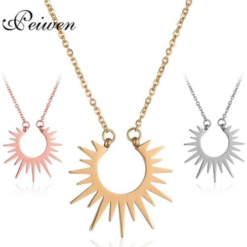 Fashion Sun Pendant Necklace Stainless Steel For Women Bohemia Charm Chain Choker Sunflower Necklaces Female Jewelry Gifts