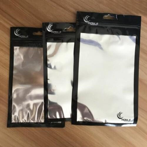 Black Aluminum Foil Transparent Mobile Phone Case Zipper Packaging Bag For Iphone 12 Pro Max 6.7 Inch Case Cover Zip Lock Bags
