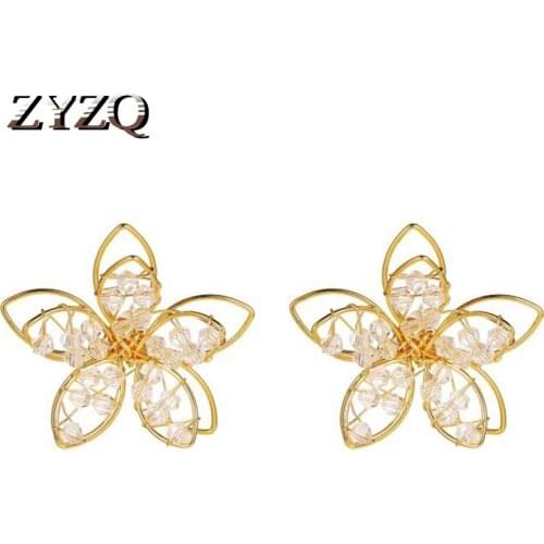 ZYZQ Baroque Flower Earrings Sweet Crystal Flower Plant Earrings earings fashion jewelry 2020