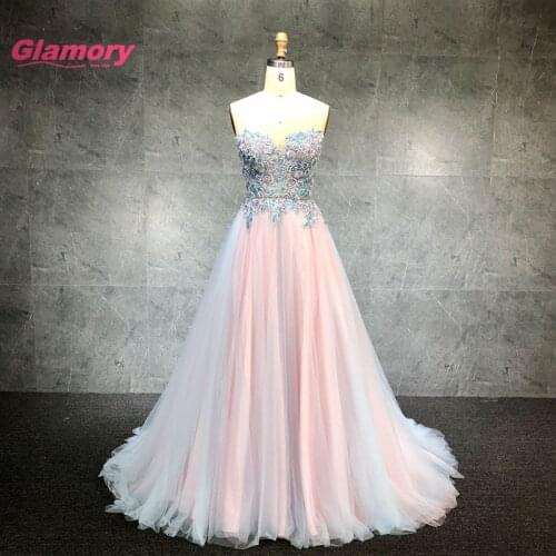 Latest Designs Flower Embroidery Prom A Line Spaghetti Strap Hot Drill Dress Long Formal Evening Gowns