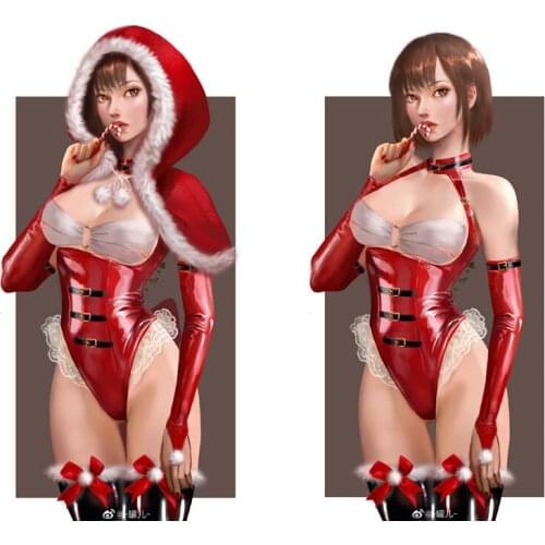 Daily Anime Cosplay Costume Bikini Christmas Gift New Year Costumes Red Bikini Leather Sexy Snow Coat